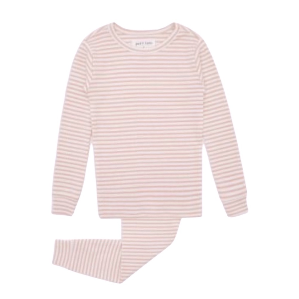 NWT Petit Lem Girls Knitter Pajama Set Pink/ White Stripe Gift Stocking Stuffer